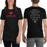 Black/Red Culture Warp Christian T-Shirt. The shirt style is Classic Unisex T-Shirt , size S. The design is Traditions & Values - UNWARP Collection Collection.