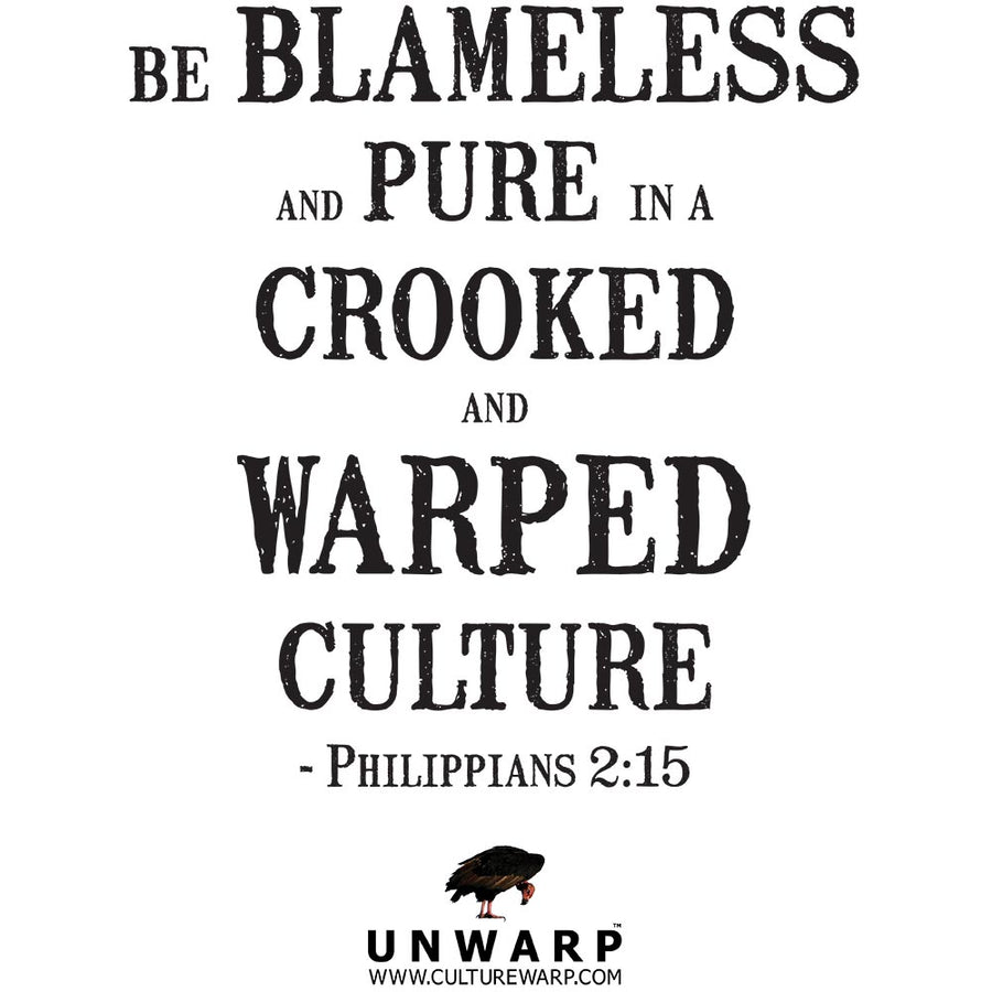 White Culture Warp Christian T-Shirt. The shirt style is Classic Unisex T-Shirt , size S. The design is Blameless and Pure - Yaweh's Holy Brew Collection.