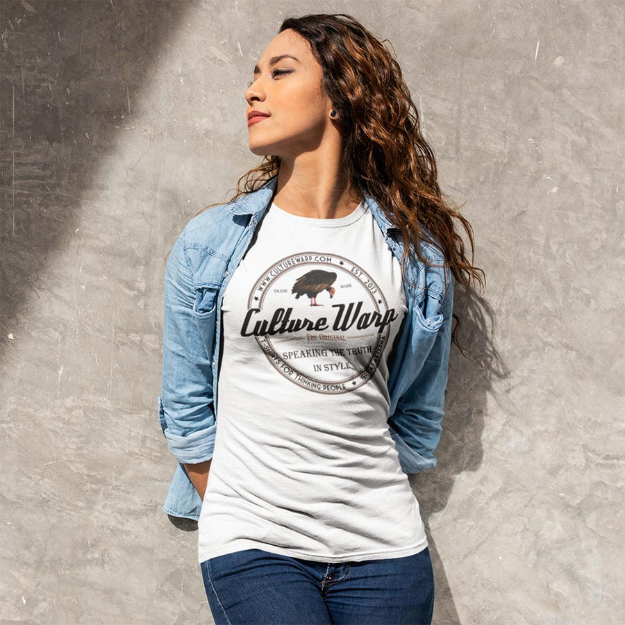 White (Original) Culture Warp Christian T-Shirt. The shirt style is Classic Unisex T-Shirt , size S. The design is Traditions & Values - Classic Collection.