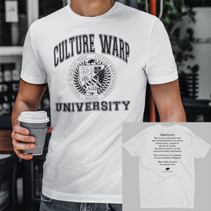 White/Black Culture Warp Christian T-Shirt. The shirt style is Men's Fashion T-Shirt , size S. The design is Traditions & Values - CWU Collection.
