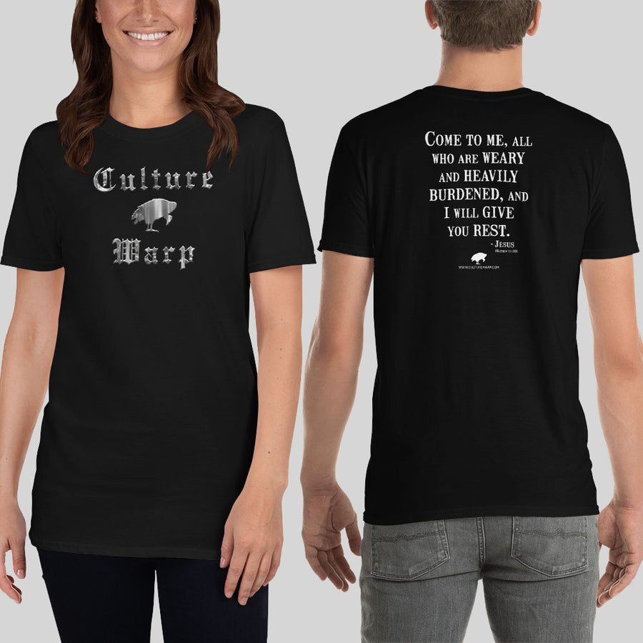 Black Culture Warp Christian T-Shirt. The shirt style is Classic Unisex T-Shirt , size S. The design is Come to Me - Cocytus Collection.