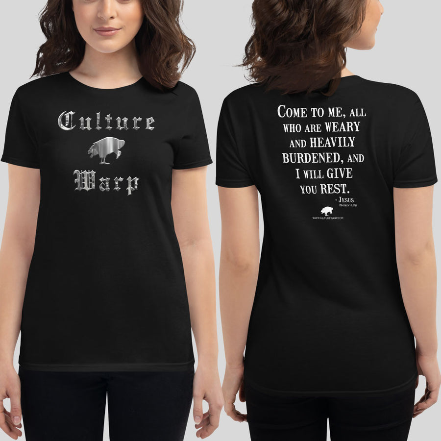 Black Culture Warp Christian T-Shirt. The shirt style is Women's Fashion T-Shirt , size S. The design is Come to Me - Cocytus Collection.