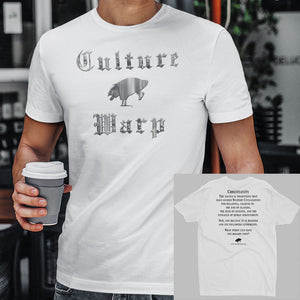 White Culture Warp Christian T-Shirt. The shirt style is Men's Fashion T-Shirt , size S. The design is Traditions & Values - Cocytus Collection.