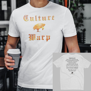 White Culture Warp Christian T-Shirt. The shirt style is Men's Fashion T-Shirt , size S. The design is Traditions & Values - Inferno Collection.