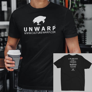 Black/White Culture Warp Christian T-Shirt. The shirt style is Men's Fashion T-Shirt , size S. The design is Blameless and Pure - UNWARP Collection Collection.