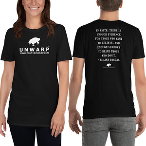 Black/White Culture Warp Christian T-Shirt. The shirt style is Classic Unisex T-Shirt , size S. The design is Enough Evidence for Those Who Want to Believe - UNWARP Collection Collection.